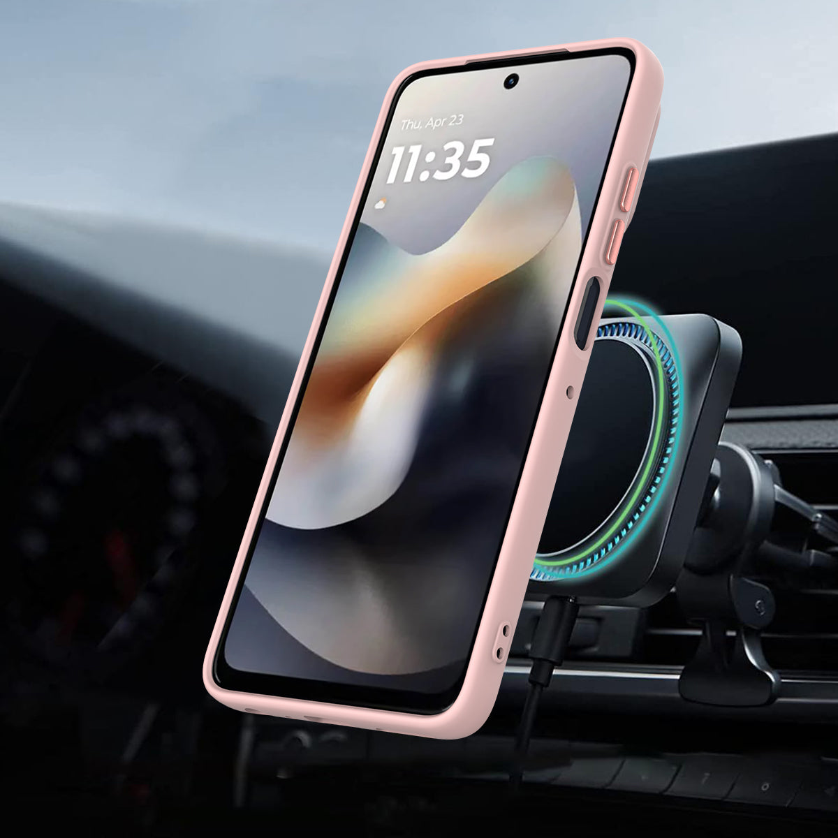 For Motorola Moto G100 Pro 5G / Moto G86 5G Magnetic Case Rotating Ring Kickstand TPU + PC Back Cover - Pink
