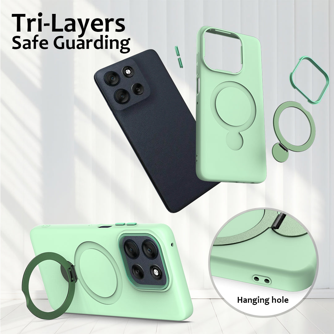 For Motorola Moto G100 Pro 5G / Moto G86 5G Magnetic Case Rotating Ring Kickstand TPU + PC Back Cover - Green