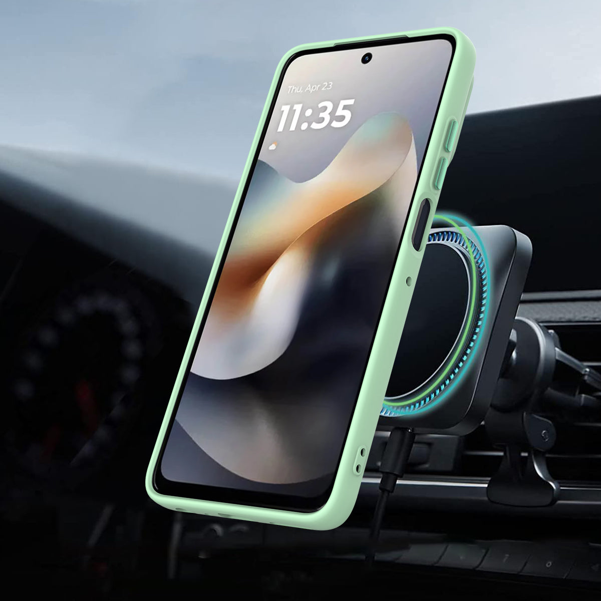 For Motorola Moto G100 Pro 5G / Moto G86 5G Magnetic Case Rotating Ring Kickstand TPU + PC Back Cover - Green
