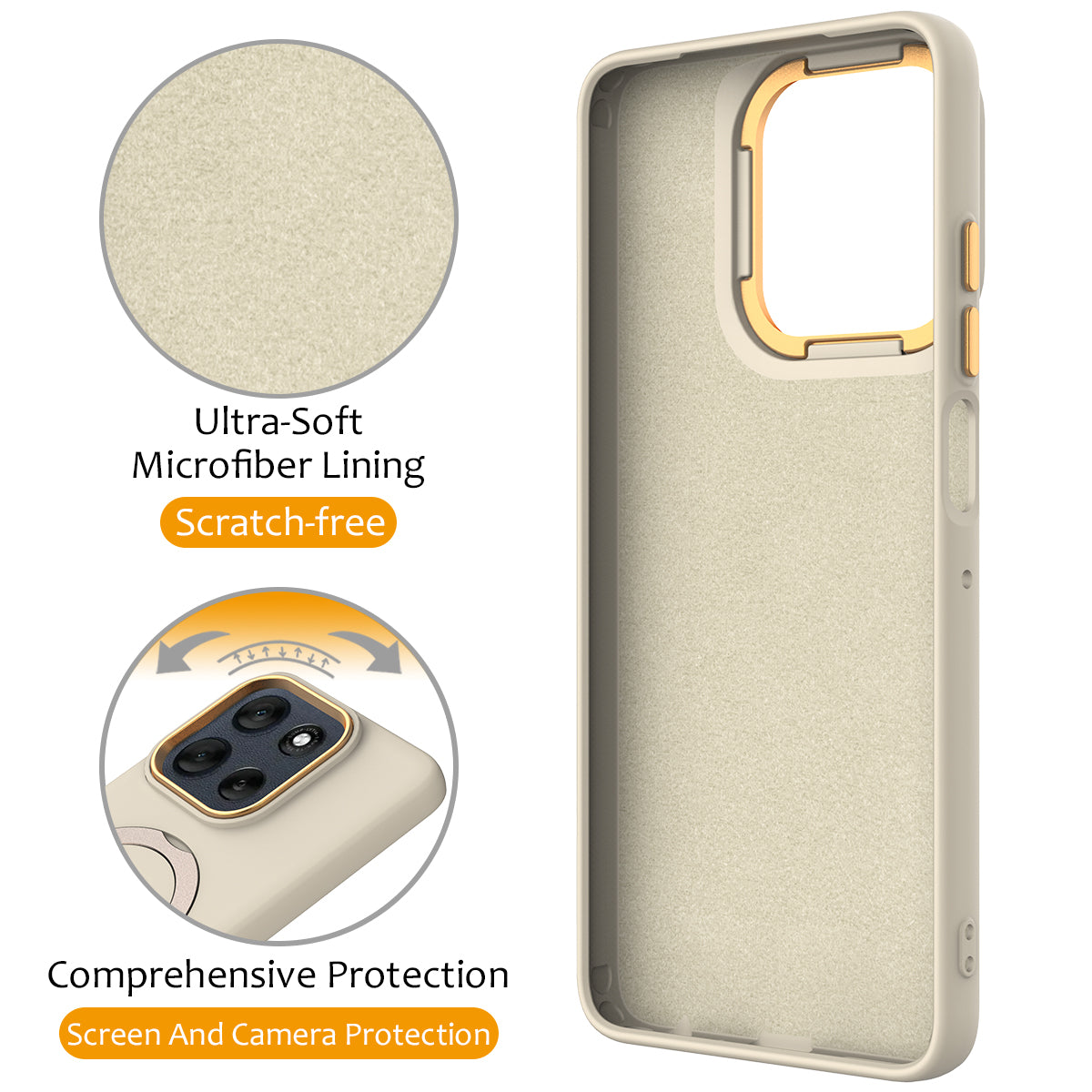 For Motorola Moto G100 Pro 5G / Moto G86 5G Magnetic Case Rotating Ring Kickstand TPU + PC Back Cover - Apricot