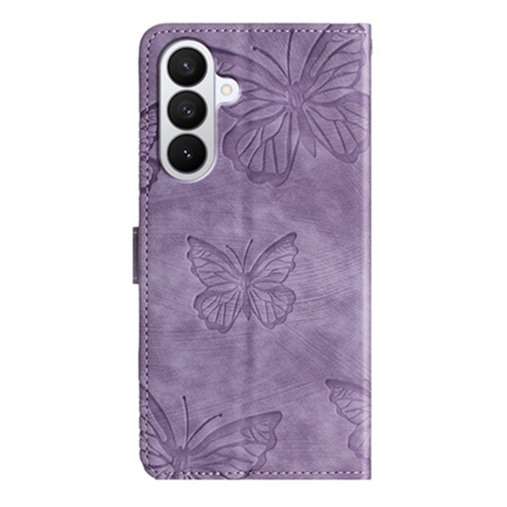 For Samsung Galaxy A57 5G Case Butterfly Design Flip Wallet Leather Phone Cover Skin-Touch - Purple