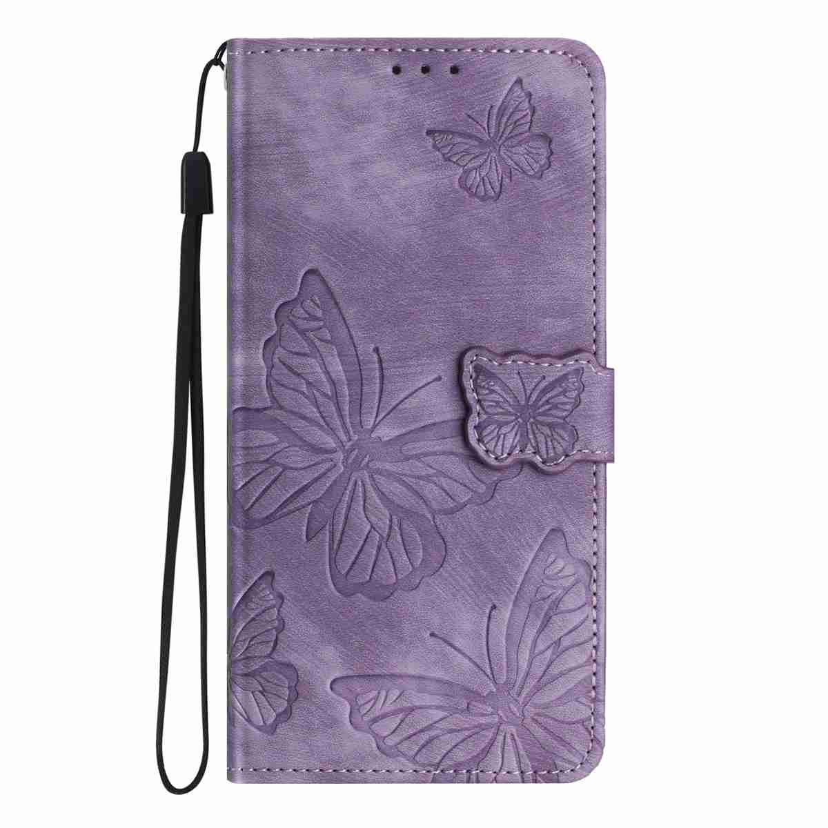 For Samsung Galaxy A57 5G Case Butterfly Design Flip Wallet Leather Phone Cover Skin-Touch - Purple