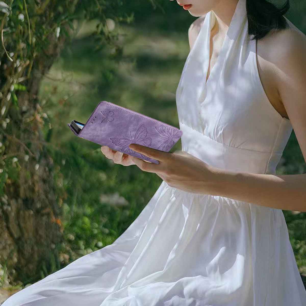 For Samsung Galaxy A57 5G Case Butterfly Design Flip Wallet Leather Phone Cover Skin-Touch - Purple