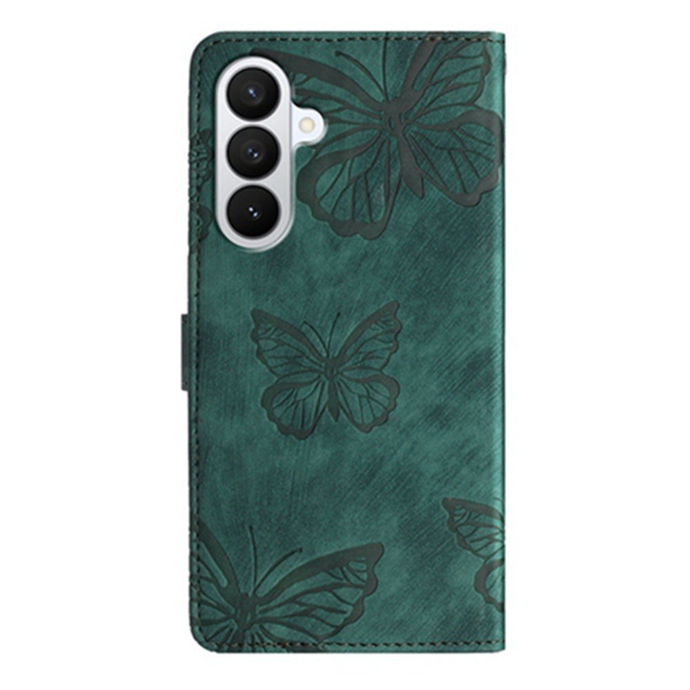 For Samsung Galaxy A57 5G Case Butterfly Design Flip Wallet Leather Phone Cover Skin-Touch - Green