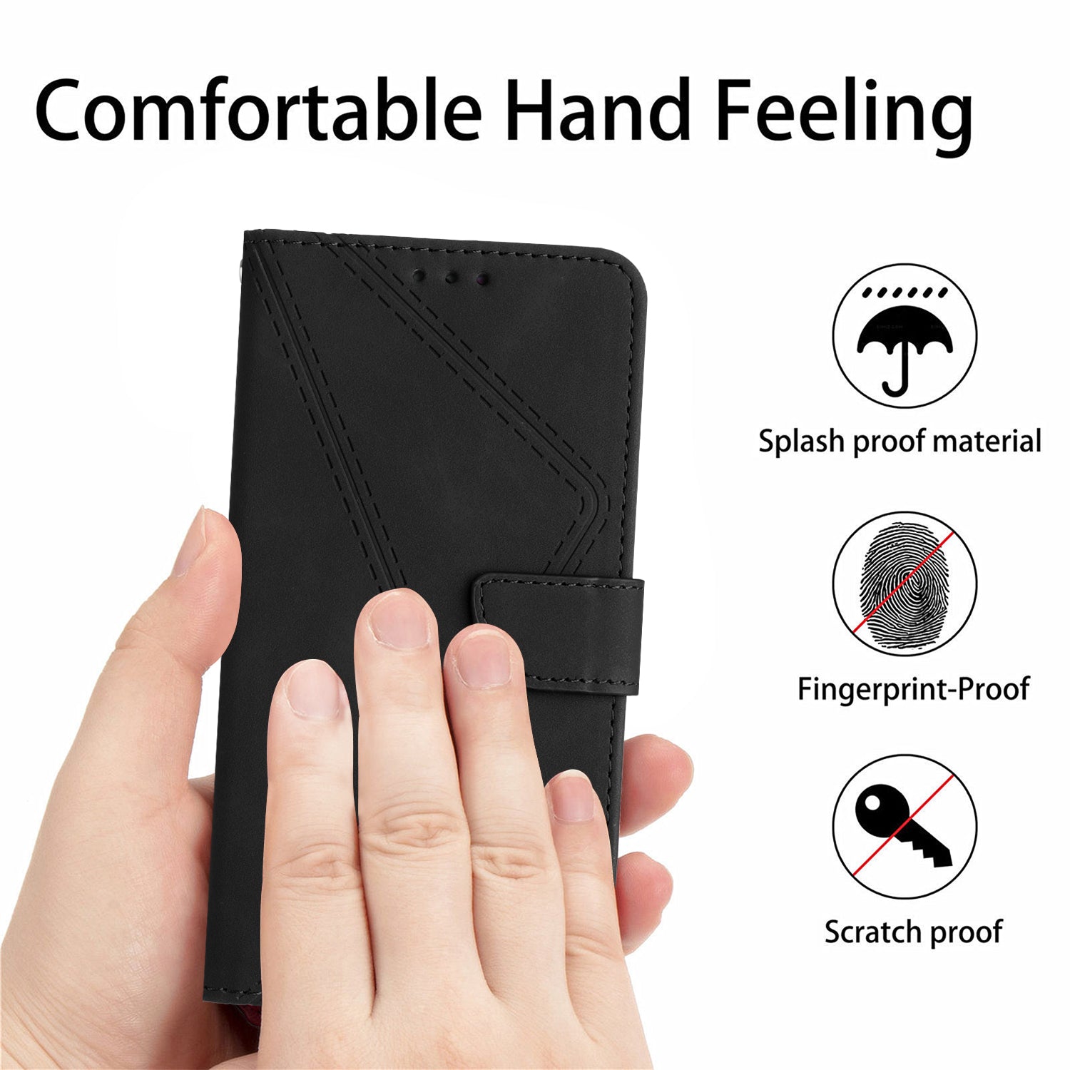 For Xiaomi Redmi Note 15 Pro 4G (Global) Case Skin Touch Lines Imprinted PU Leather Flip Phone Cover - Black