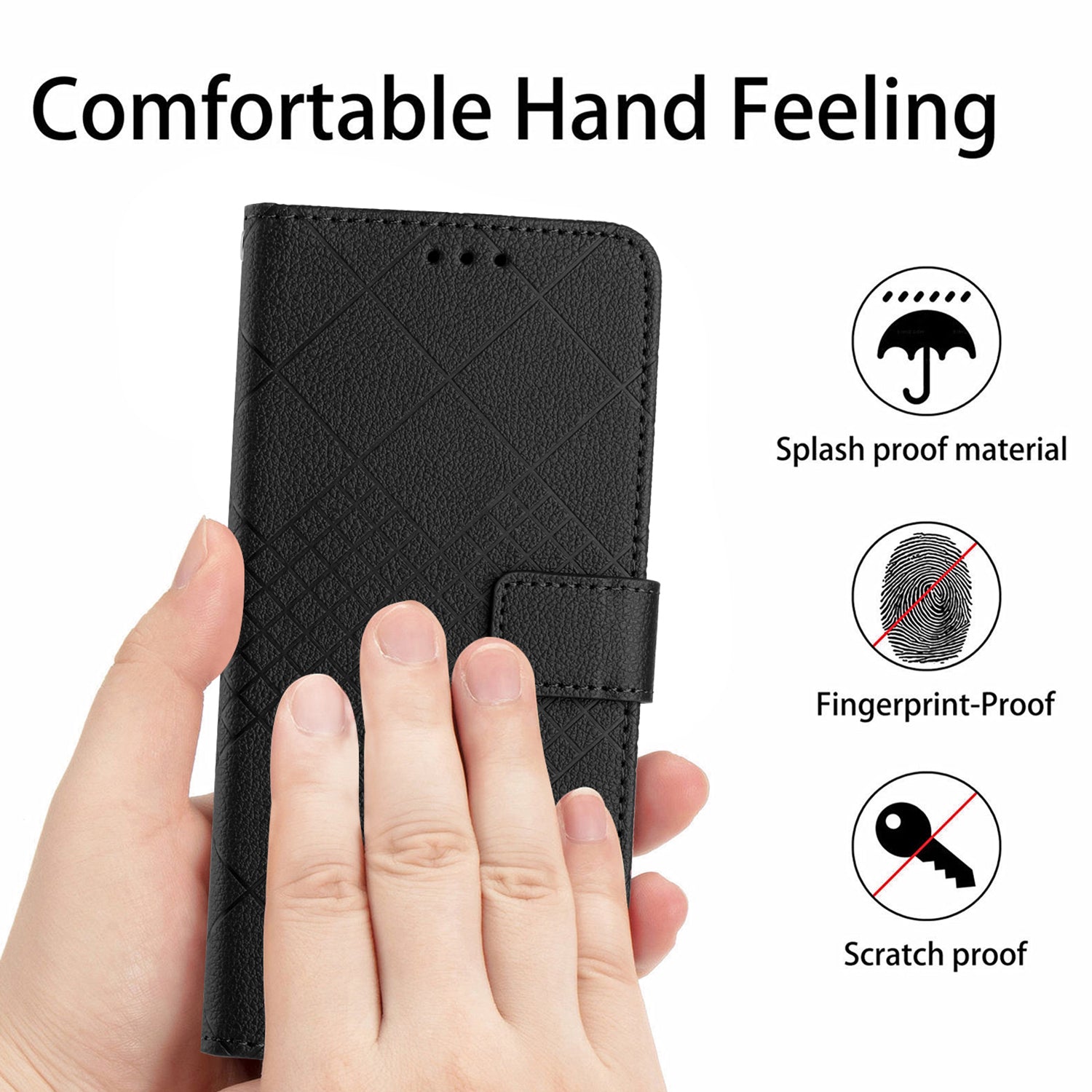 For Xiaomi Redmi Note 15 Pro 4G (Global) Case Wallet Imprint PU Leather Flip Folio Phone Cover - Black