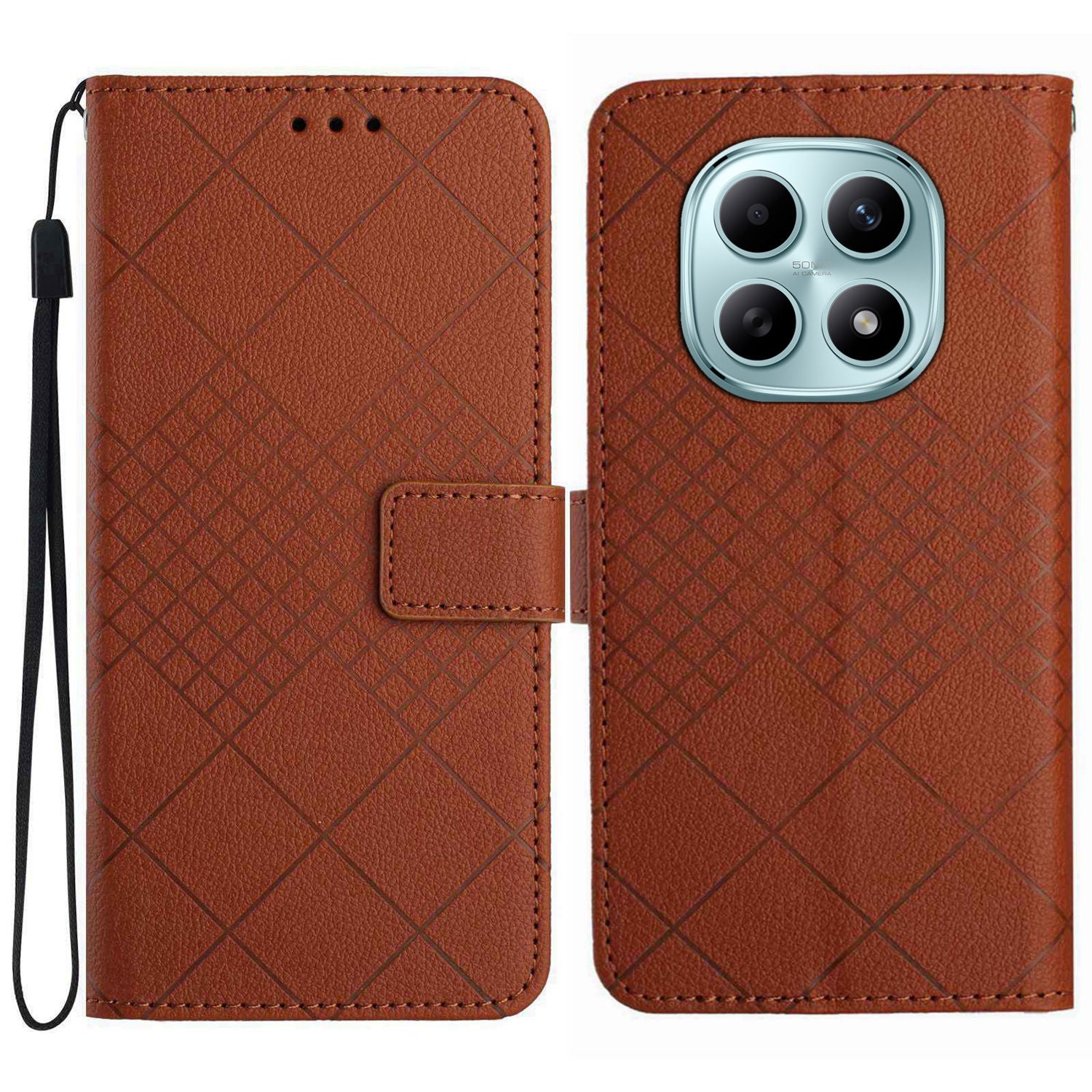 For Xiaomi Redmi Note 15 Pro 4G (Global) Case Wallet Imprint PU Leather Flip Folio Phone Cover - Brown