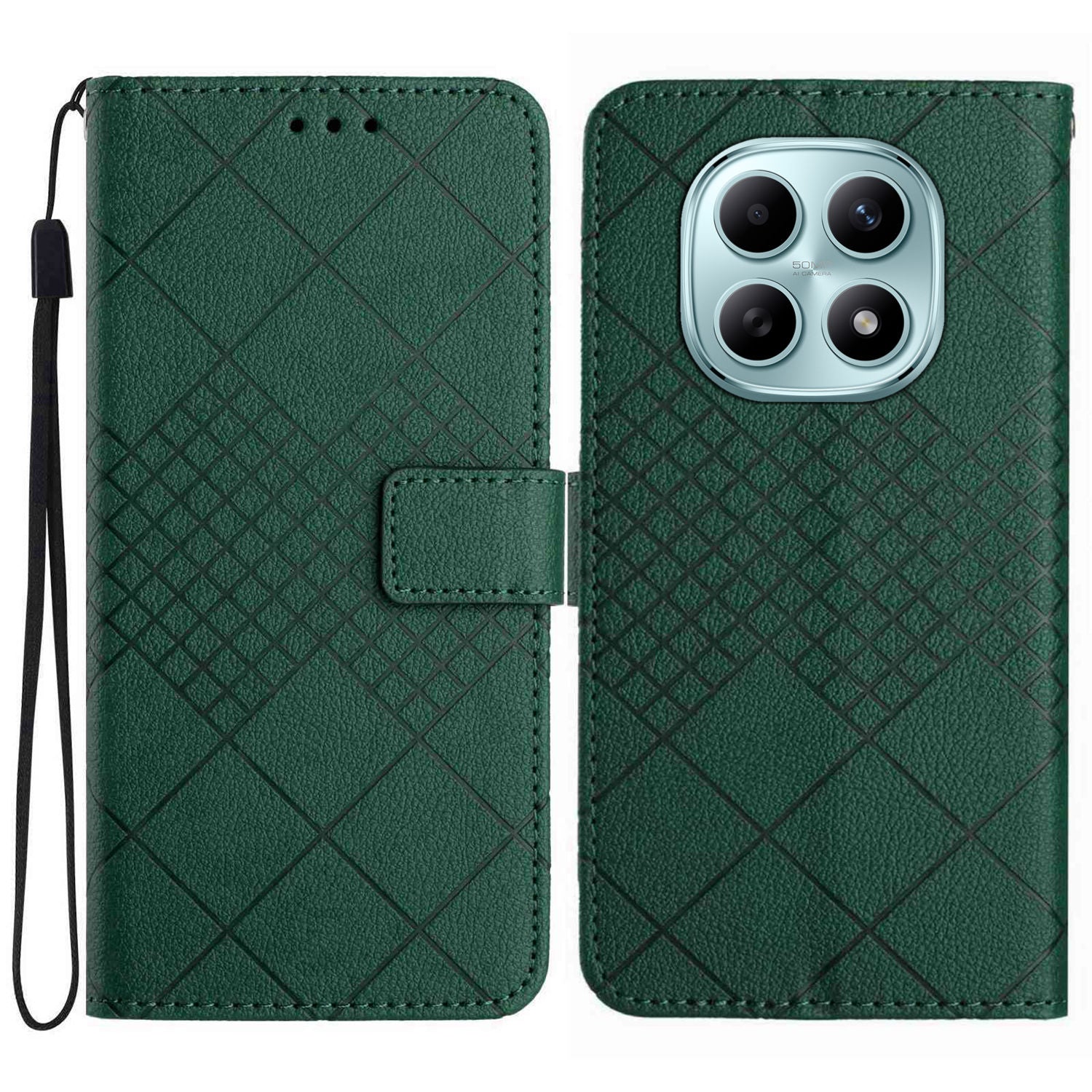 For Xiaomi Redmi Note 15 Pro 4G (Global) Case Wallet Imprint PU Leather Flip Folio Phone Cover - Green
