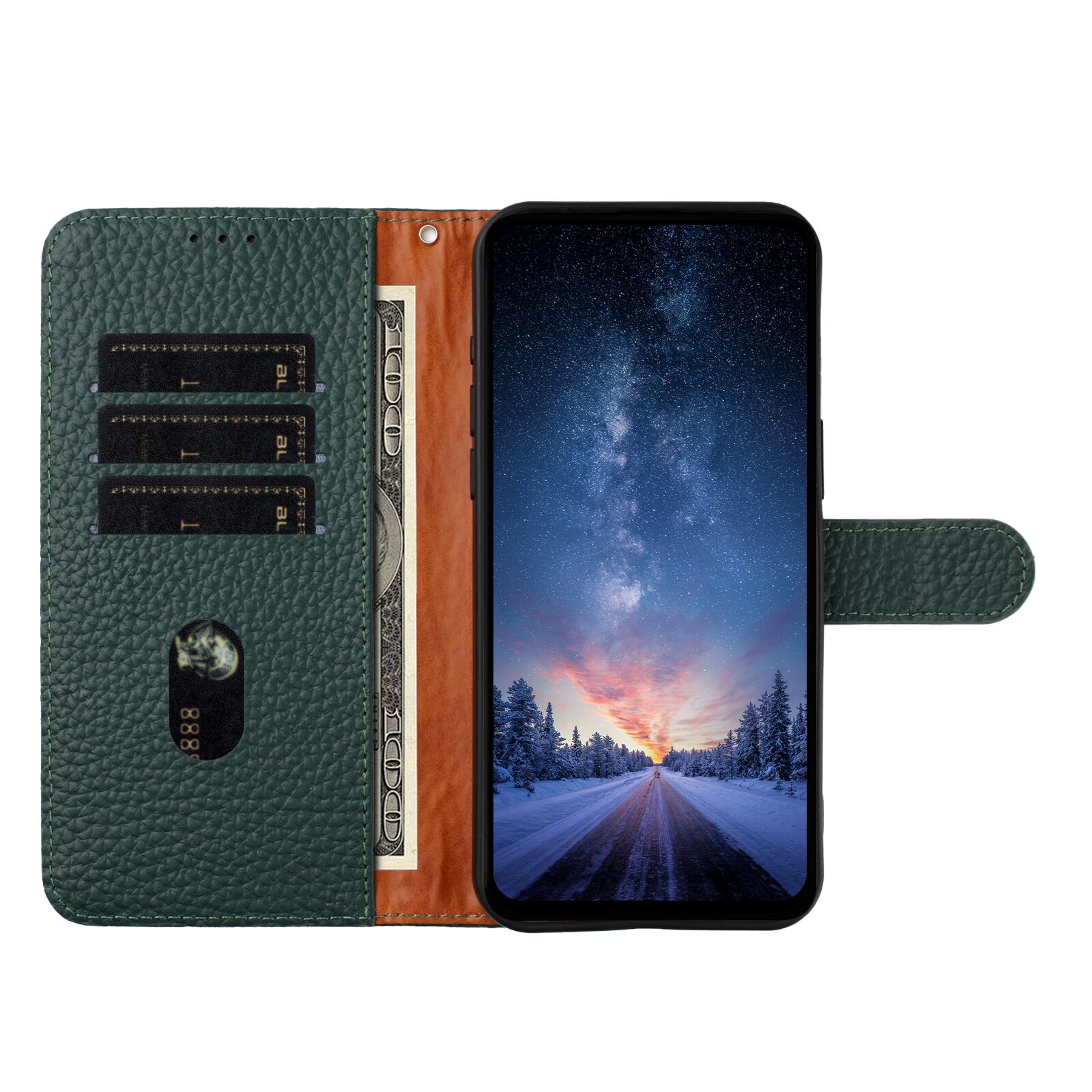 For Xiaomi Redmi Note 15 Pro 4G (Global) Case Wallet Stand Litchi Texture Genuine Cow Leather Flip Phone Cover - Green