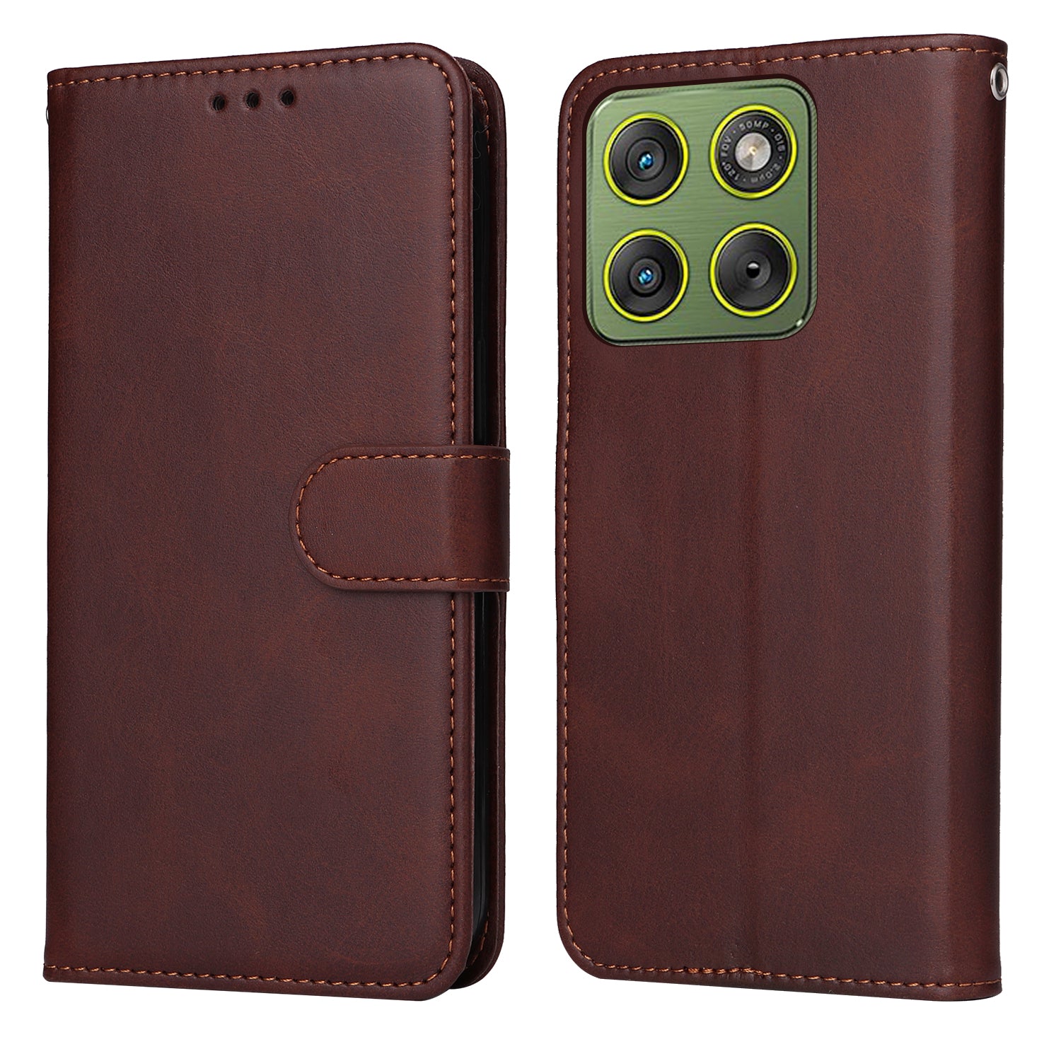 For Motorola Edge 70 5G Case Wallet PU Leather Folio Flip Phone Cover - Brown