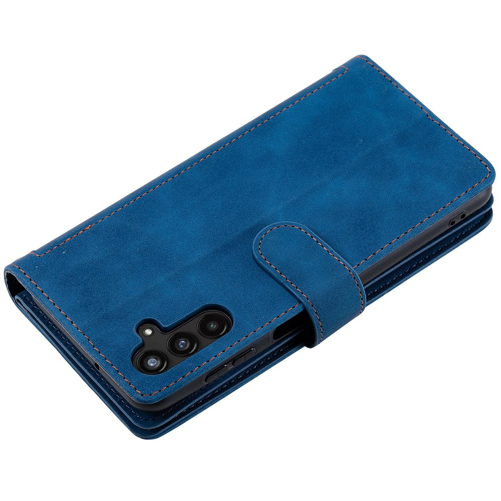 For Samsung Galaxy A57 5G Case 9 Card Slots Zipper Wallet PU Leather Phone Cover with Wrist Strap - Blue