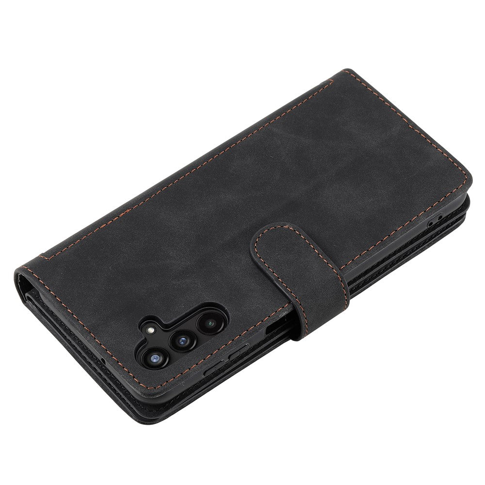For Samsung Galaxy A57 5G Case 9 Card Slots Zipper Wallet PU Leather Phone Cover with Wrist Strap - Black