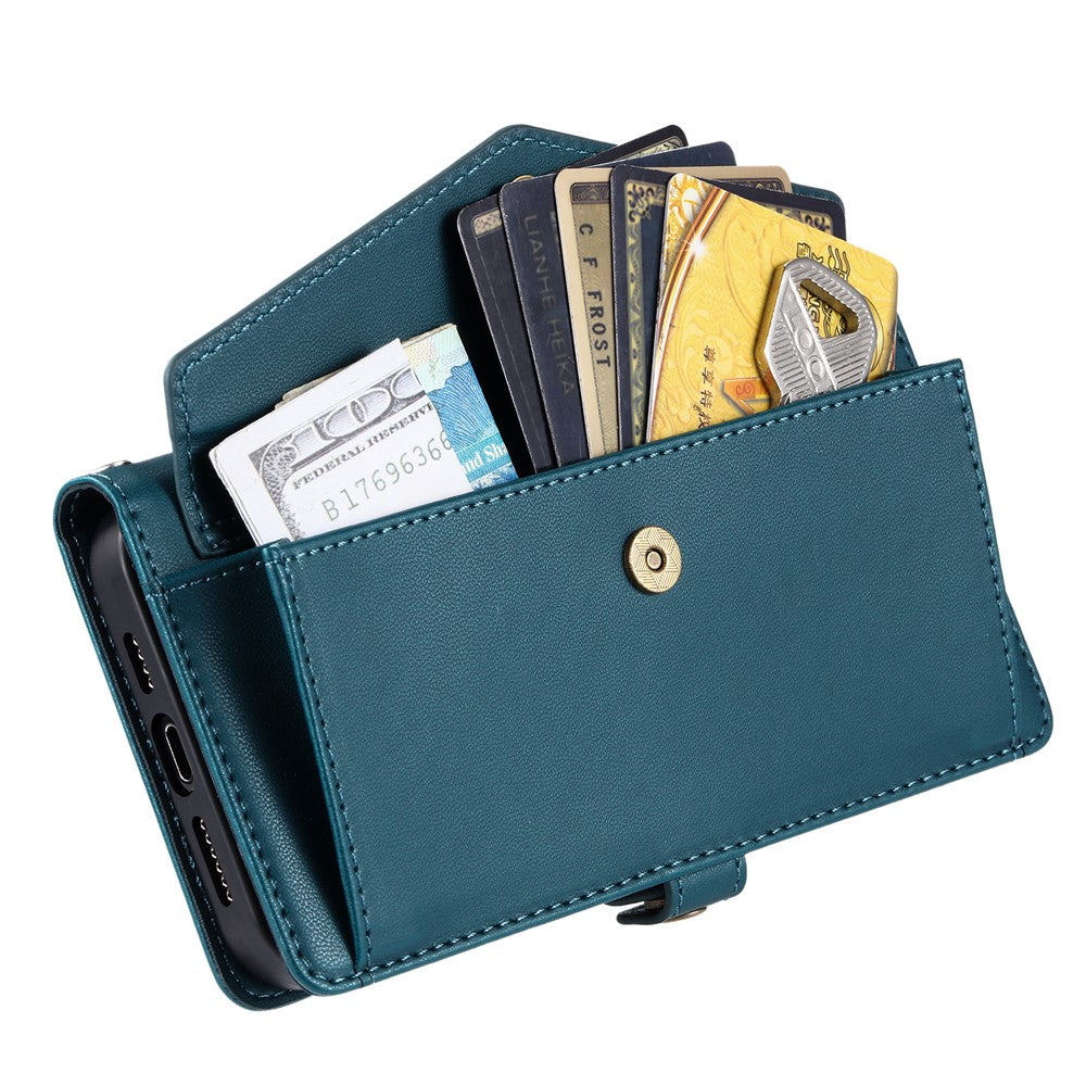 For Samsung Galaxy A57 5G Leather Case with Wrist Strap Wallet Stand Phone Cover - Blackish Green