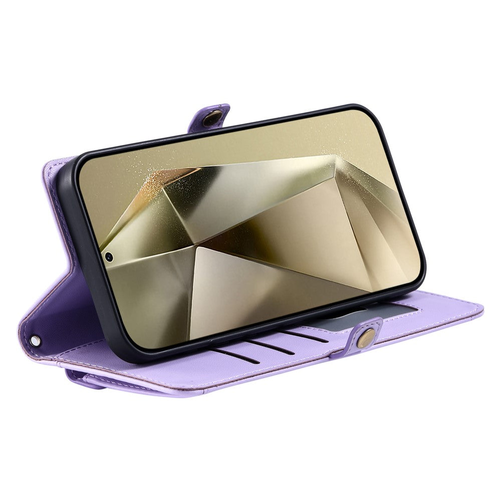 For Samsung Galaxy A57 5G Leather Case with Wrist Strap Wallet Stand Phone Cover - Purple