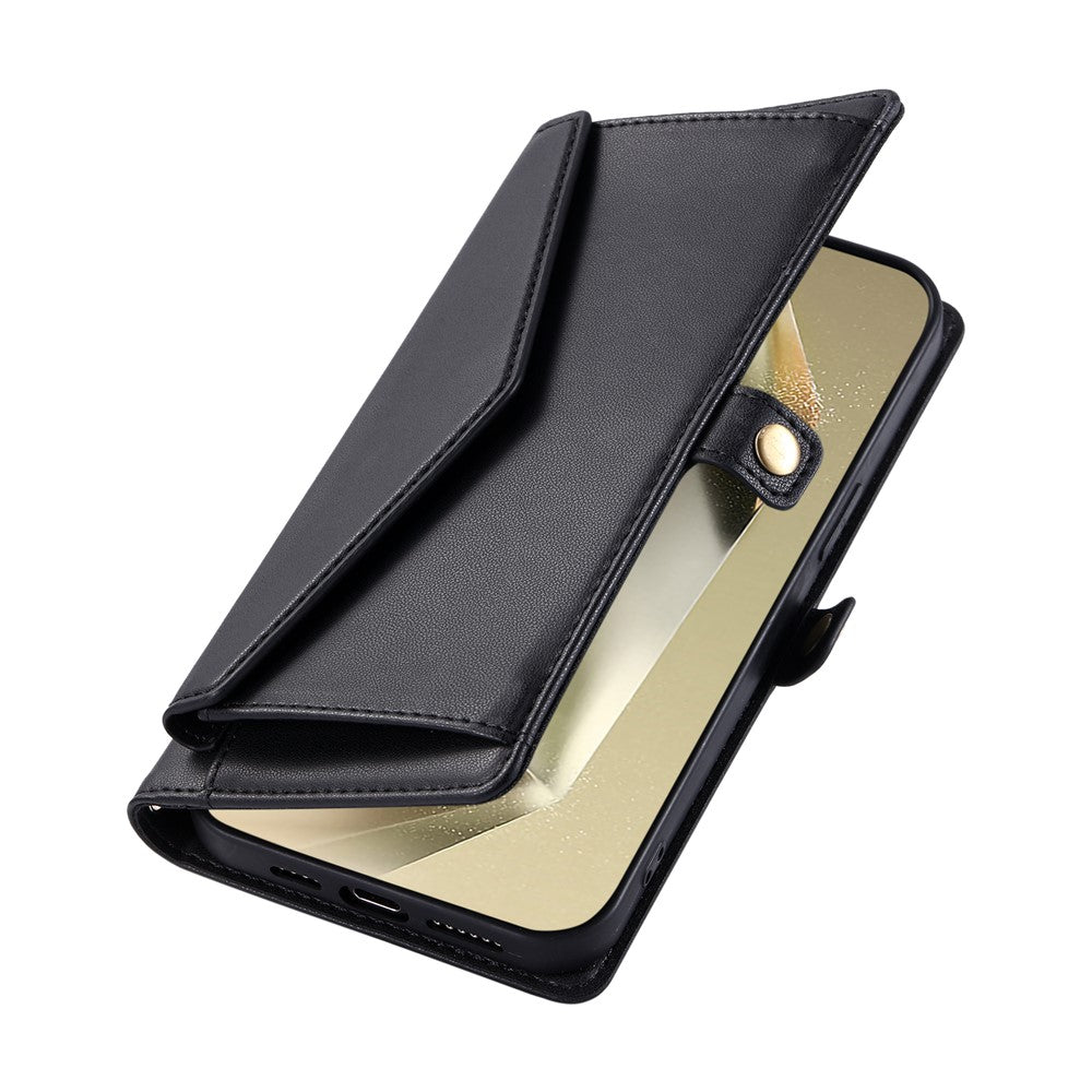 For Samsung Galaxy A57 5G Leather Case with Wrist Strap Wallet Stand Phone Cover - Black