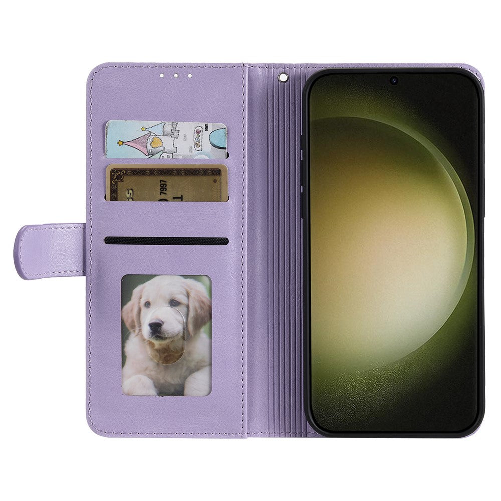 For Samsung Galaxy A57 5G Case 6 Card Slots PU Leather Anti-Fall Phone Cover with Wrist Strap - Purple