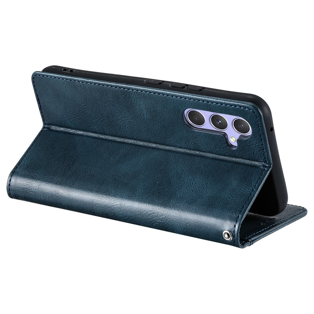 For Samsung Galaxy A57 5G Case 6 Card Slots PU Leather Anti-Fall Phone Cover with Wrist Strap - Blackish Green