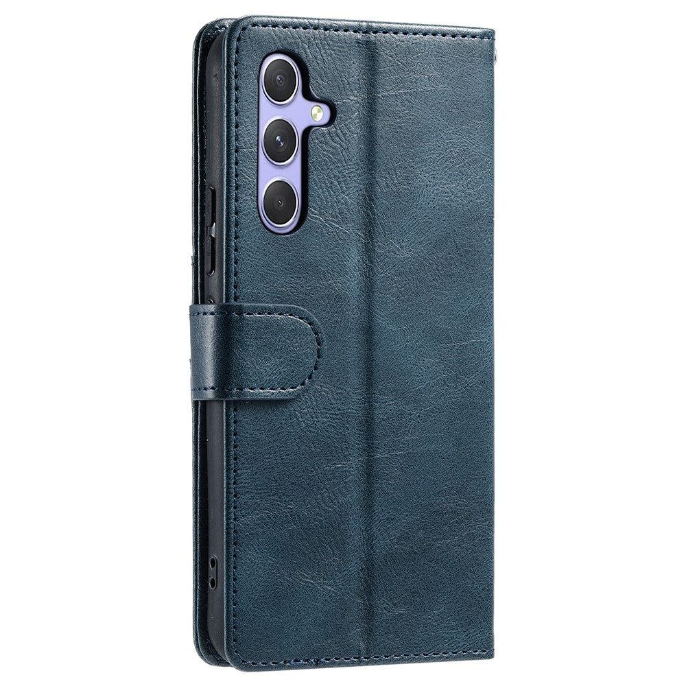 For Samsung Galaxy A57 5G Case 6 Card Slots PU Leather Anti-Fall Phone Cover with Wrist Strap - Blackish Green