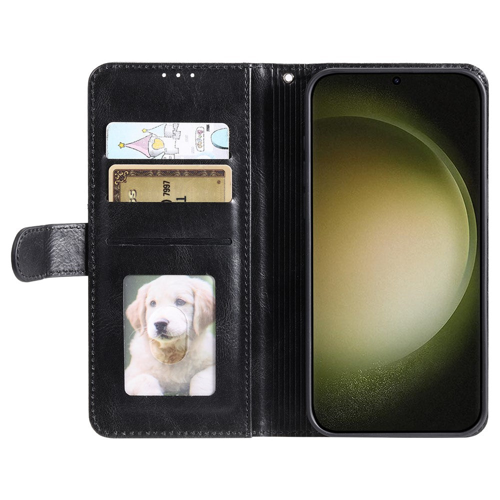 For Samsung Galaxy A57 5G Case 6 Card Slots PU Leather Anti-Fall Phone Cover with Wrist Strap - Black