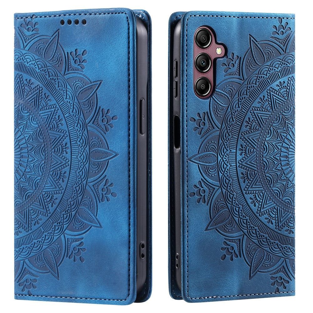 For Samsung Galaxy A57 5G Case Magnetic Closing Leather Phone Cover Pattern Imprinted - Blue