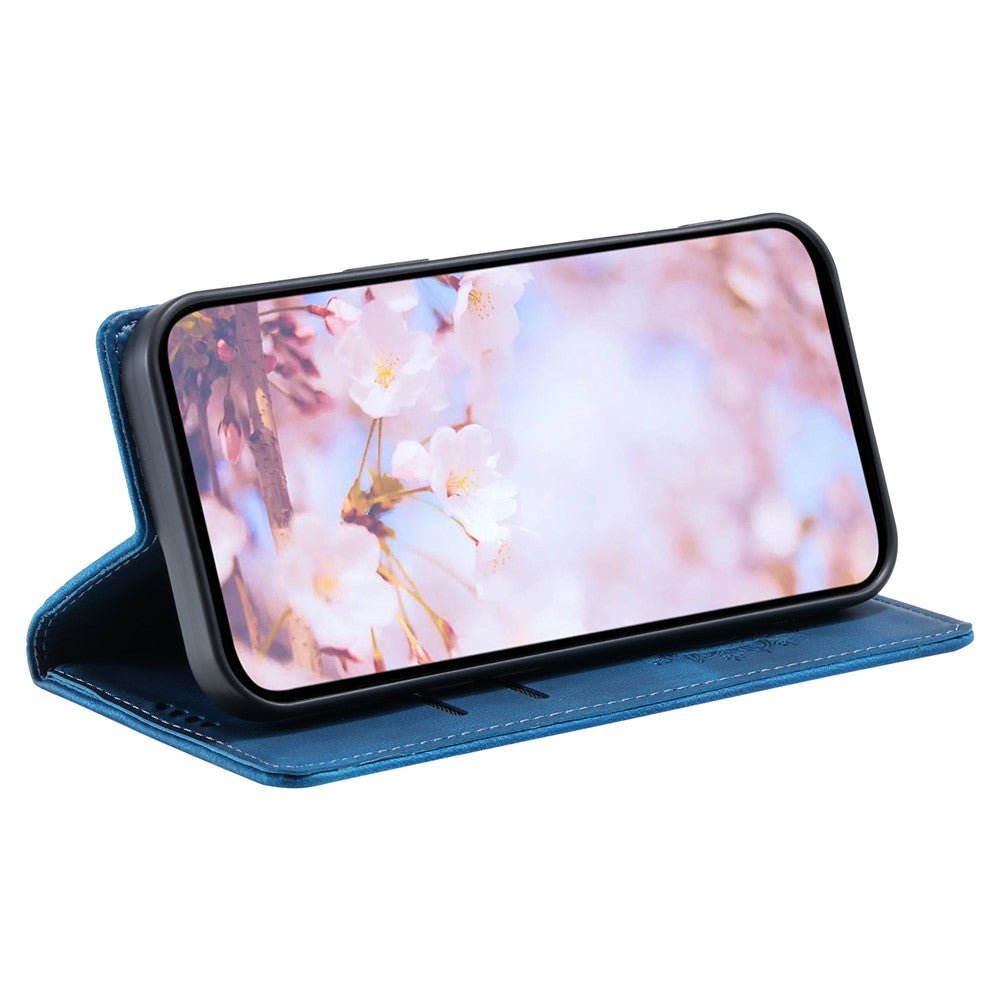 For Samsung Galaxy A57 5G Case Magnetic Closing Leather Phone Cover Pattern Imprinted - Blue