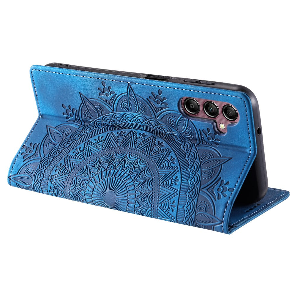 For Samsung Galaxy A57 5G Case Magnetic Closing Leather Phone Cover Pattern Imprinted - Blue