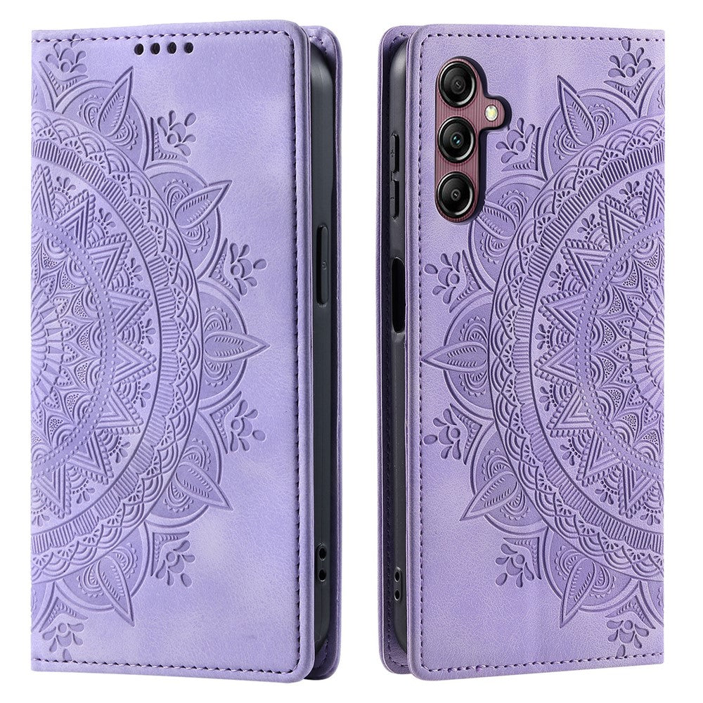 For Samsung Galaxy A57 5G Case Magnetic Closing Leather Phone Cover Pattern Imprinted - Purple