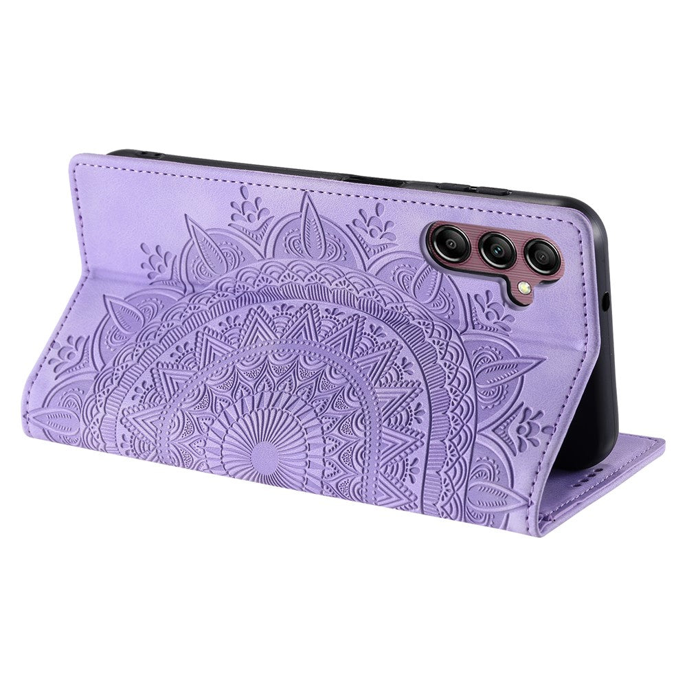 For Samsung Galaxy A57 5G Case Magnetic Closing Leather Phone Cover Pattern Imprinted - Purple