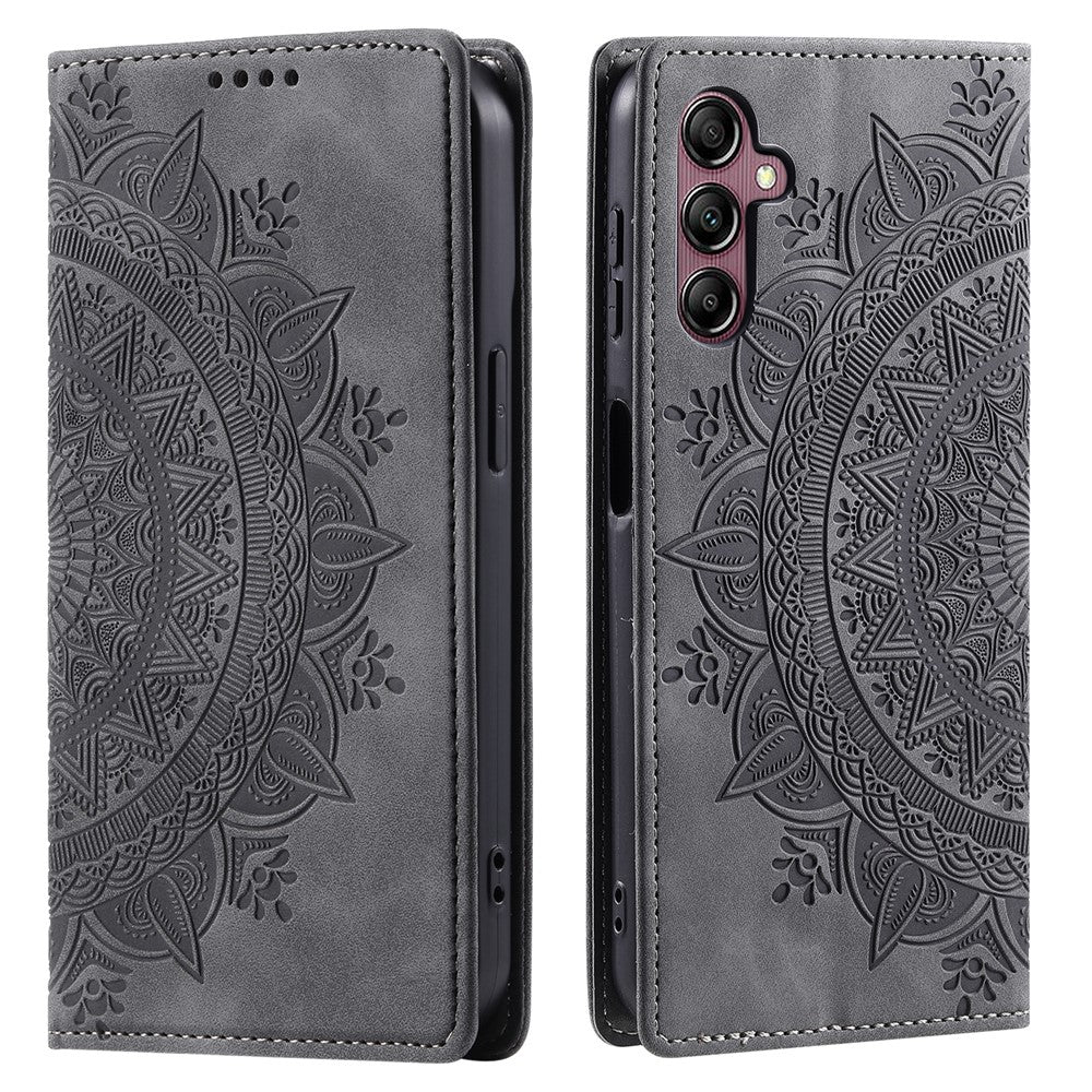 For Samsung Galaxy A57 5G Case Magnetic Closing Leather Phone Cover Pattern Imprinted - Grey