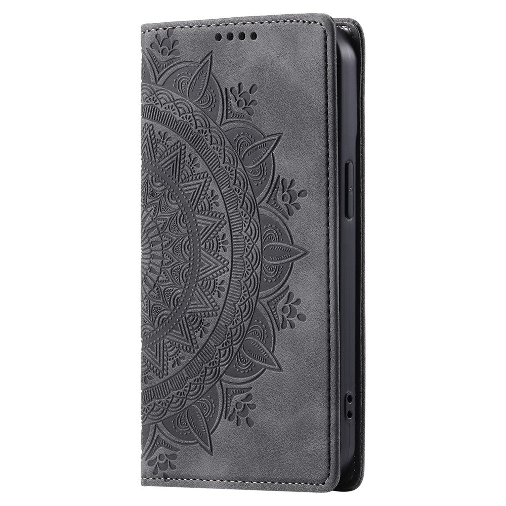 For Samsung Galaxy A57 5G Case Magnetic Closing Leather Phone Cover Pattern Imprinted - Grey