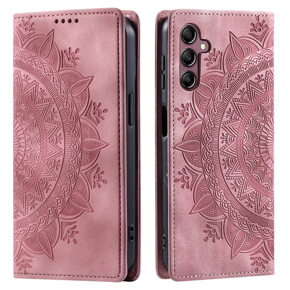 For Samsung Galaxy A57 5G Case Magnetic Closing Leather Phone Cover Pattern Imprinted - Rose Gold