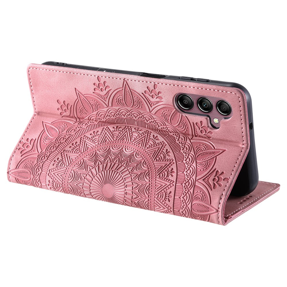 For Samsung Galaxy A57 5G Case Magnetic Closing Leather Phone Cover Pattern Imprinted - Rose Gold