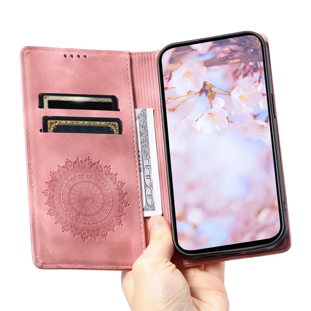 For Samsung Galaxy A57 5G Case Magnetic Closing Leather Phone Cover Pattern Imprinted - Rose Gold