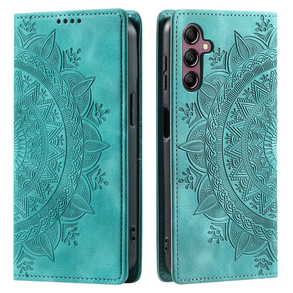 For Samsung Galaxy A57 5G Case Magnetic Closing Leather Phone Cover Pattern Imprinted - Mint Green