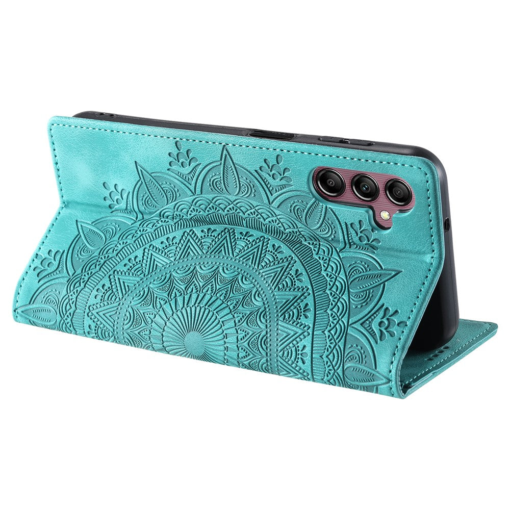 For Samsung Galaxy A57 5G Case Magnetic Closing Leather Phone Cover Pattern Imprinted - Mint Green