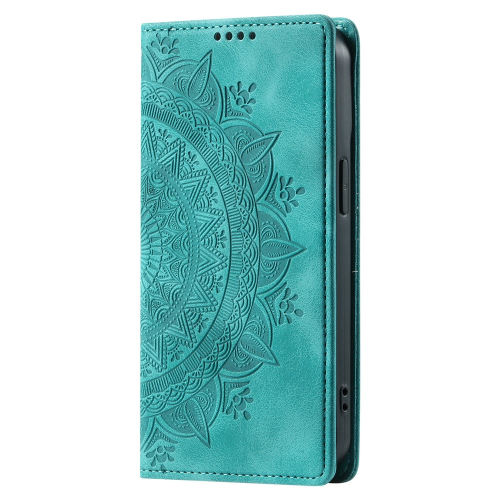 For Samsung Galaxy A57 5G Case Magnetic Closing Leather Phone Cover Pattern Imprinted - Mint Green