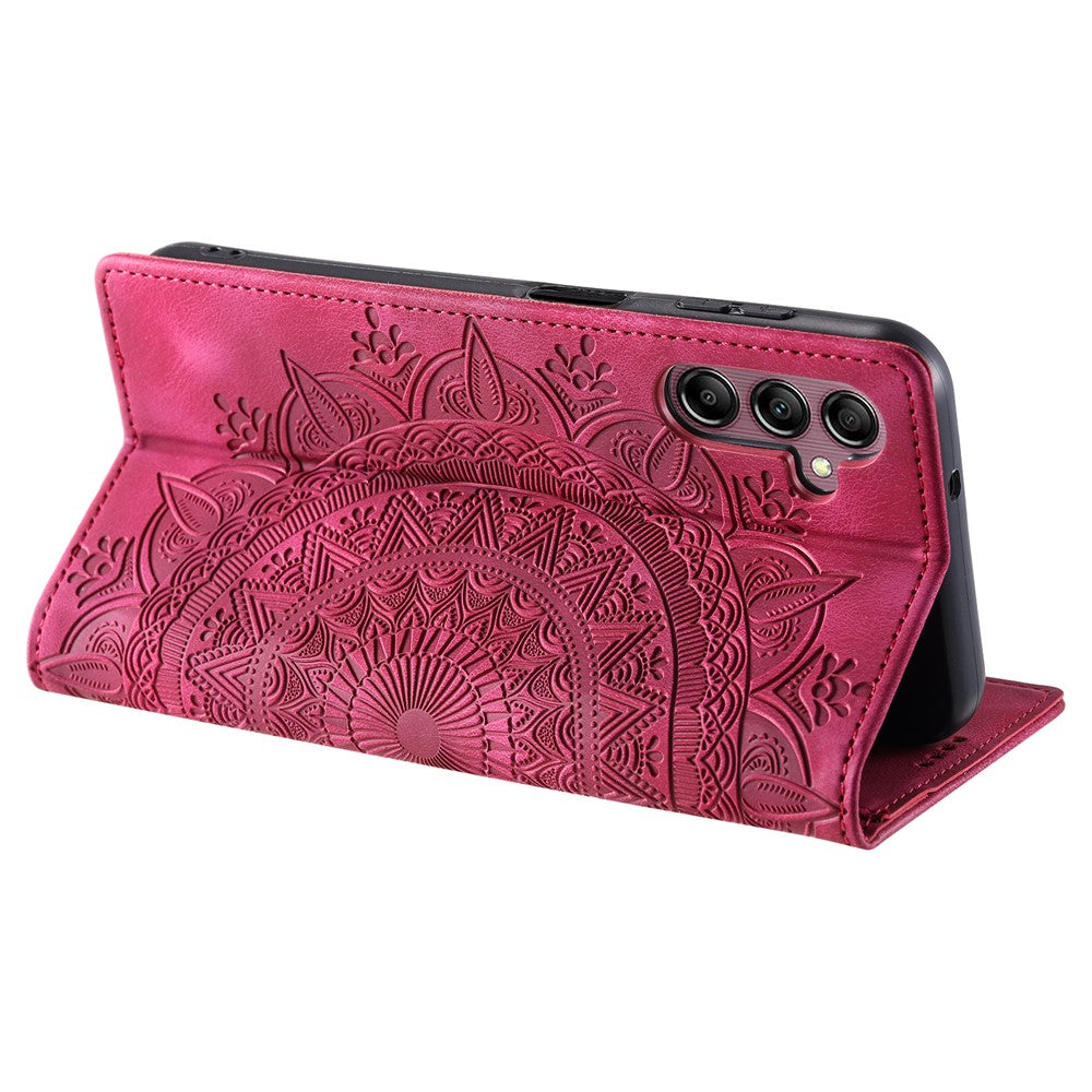 For Samsung Galaxy A57 5G Case Magnetic Closing Leather Phone Cover Pattern Imprinted - Rose