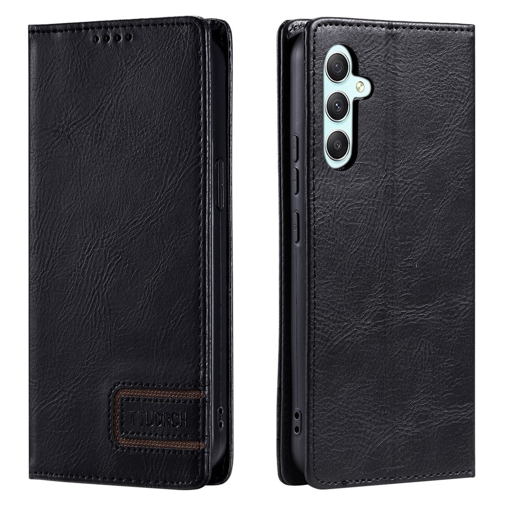 TTUDRCH Style 007 For Samsung Galaxy A57 5G Leather Case RFID Blocking Wallet Stand Phone Cover - Black