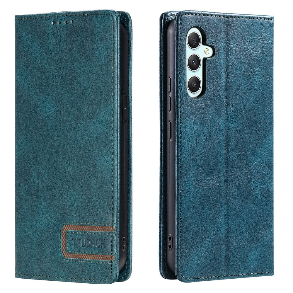 TTUDRCH Style 007 For Samsung Galaxy A57 5G Leather Case RFID Blocking Wallet Stand Phone Cover - Blackish Green