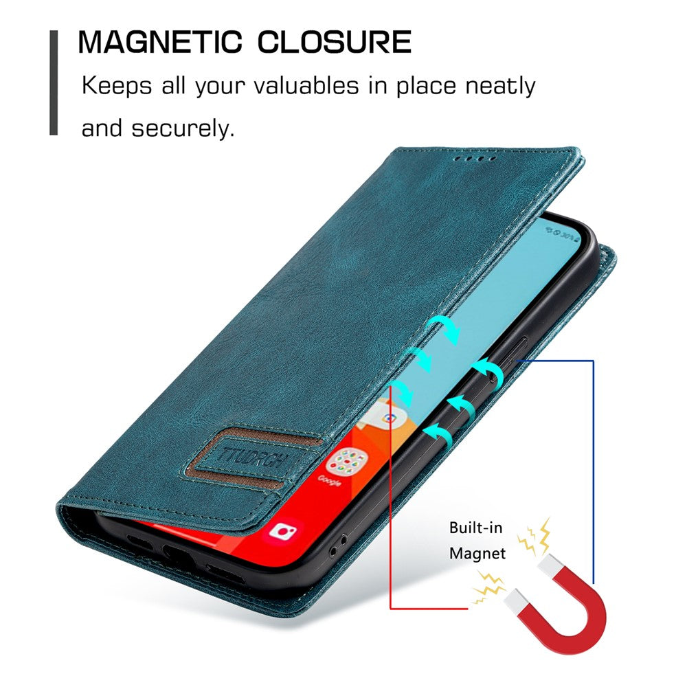 TTUDRCH Style 007 For Samsung Galaxy A57 5G Leather Case RFID Blocking Wallet Stand Phone Cover - Blackish Green