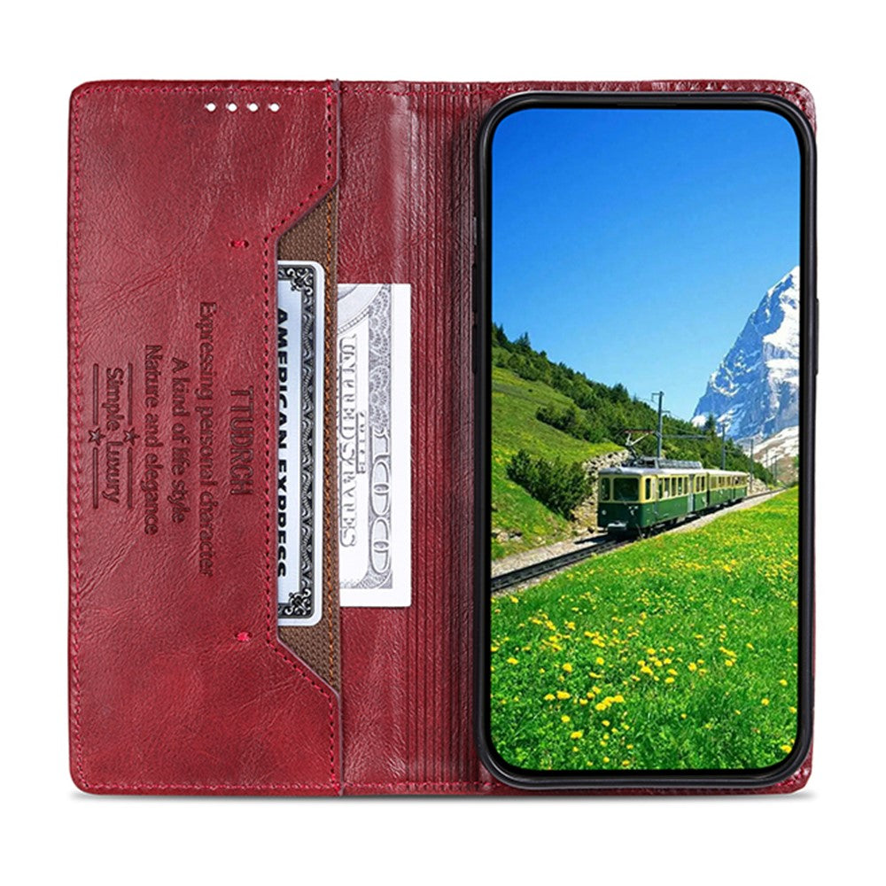 TTUDRCH Style 007 For Samsung Galaxy A57 5G Leather Case RFID Blocking Wallet Stand Phone Cover - Wine Red