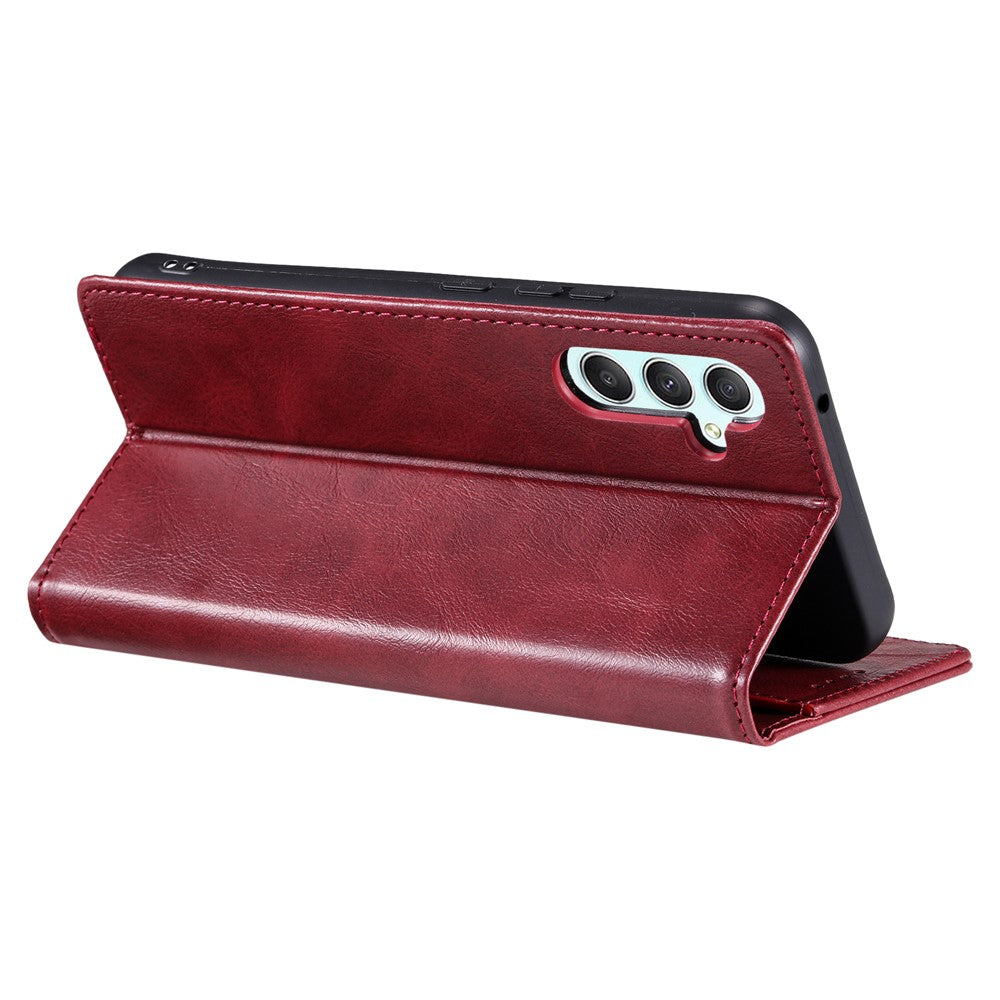 TTUDRCH Style 007 For Samsung Galaxy A57 5G Leather Case RFID Blocking Wallet Stand Phone Cover - Wine Red