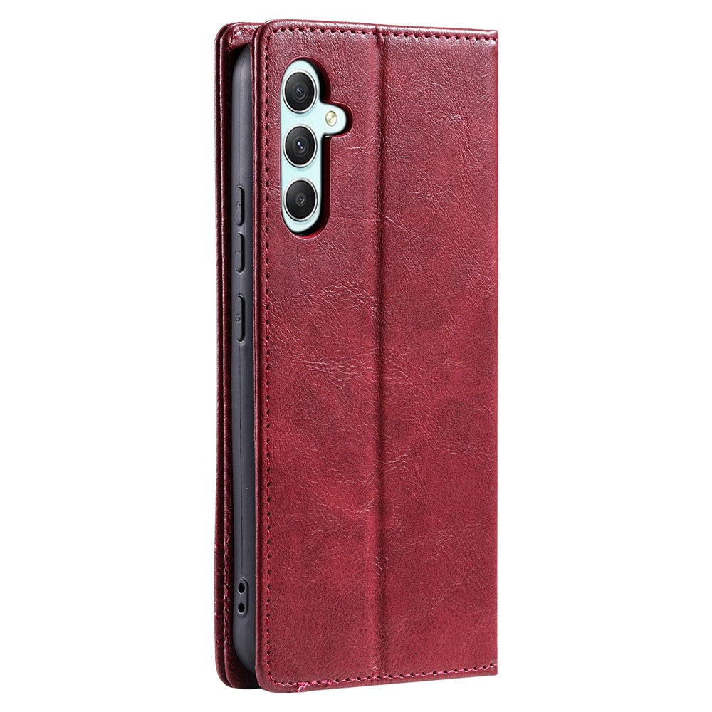 TTUDRCH Style 007 For Samsung Galaxy A57 5G Leather Case RFID Blocking Wallet Stand Phone Cover - Wine Red
