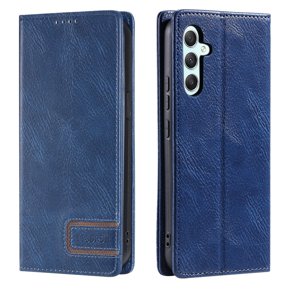 TTUDRCH Style 007 For Samsung Galaxy A57 5G Leather Case RFID Blocking Wallet Stand Phone Cover - Blue