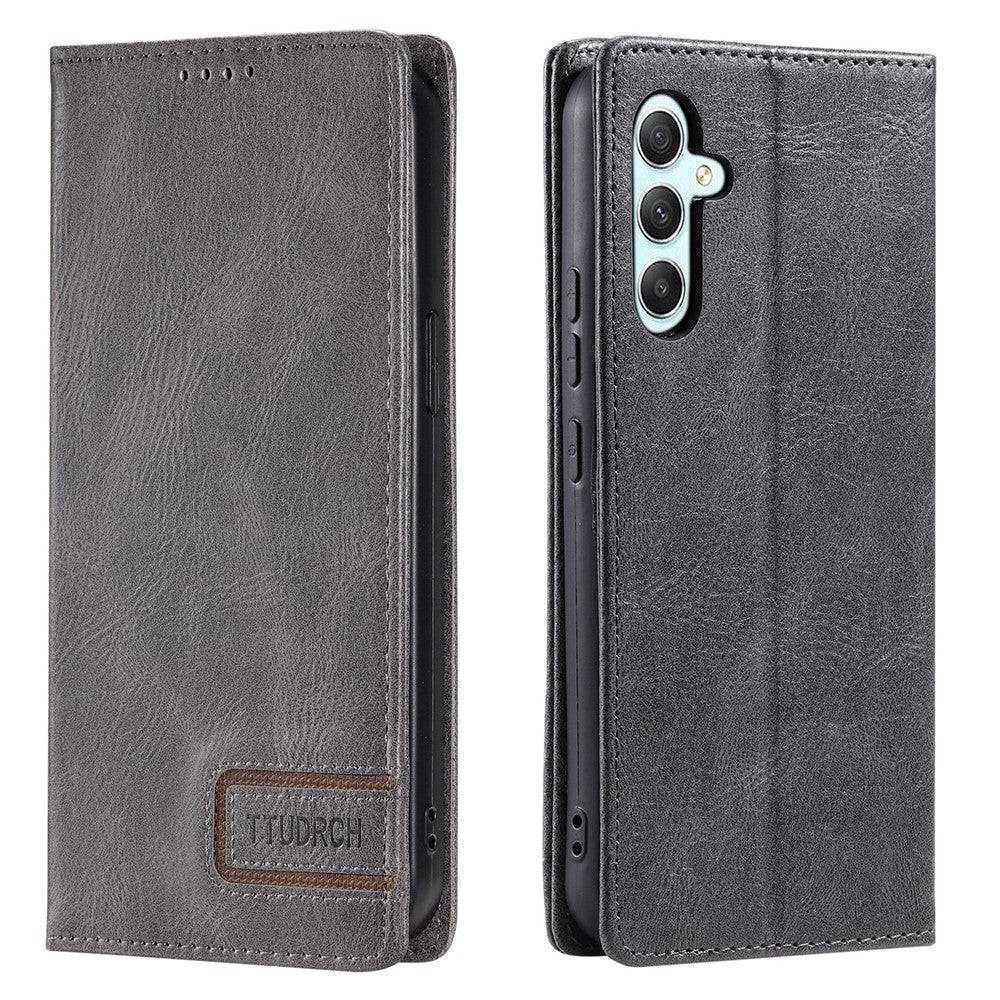 TTUDRCH Style 007 For Samsung Galaxy A57 5G Leather Case RFID Blocking Wallet Stand Phone Cover - Grey