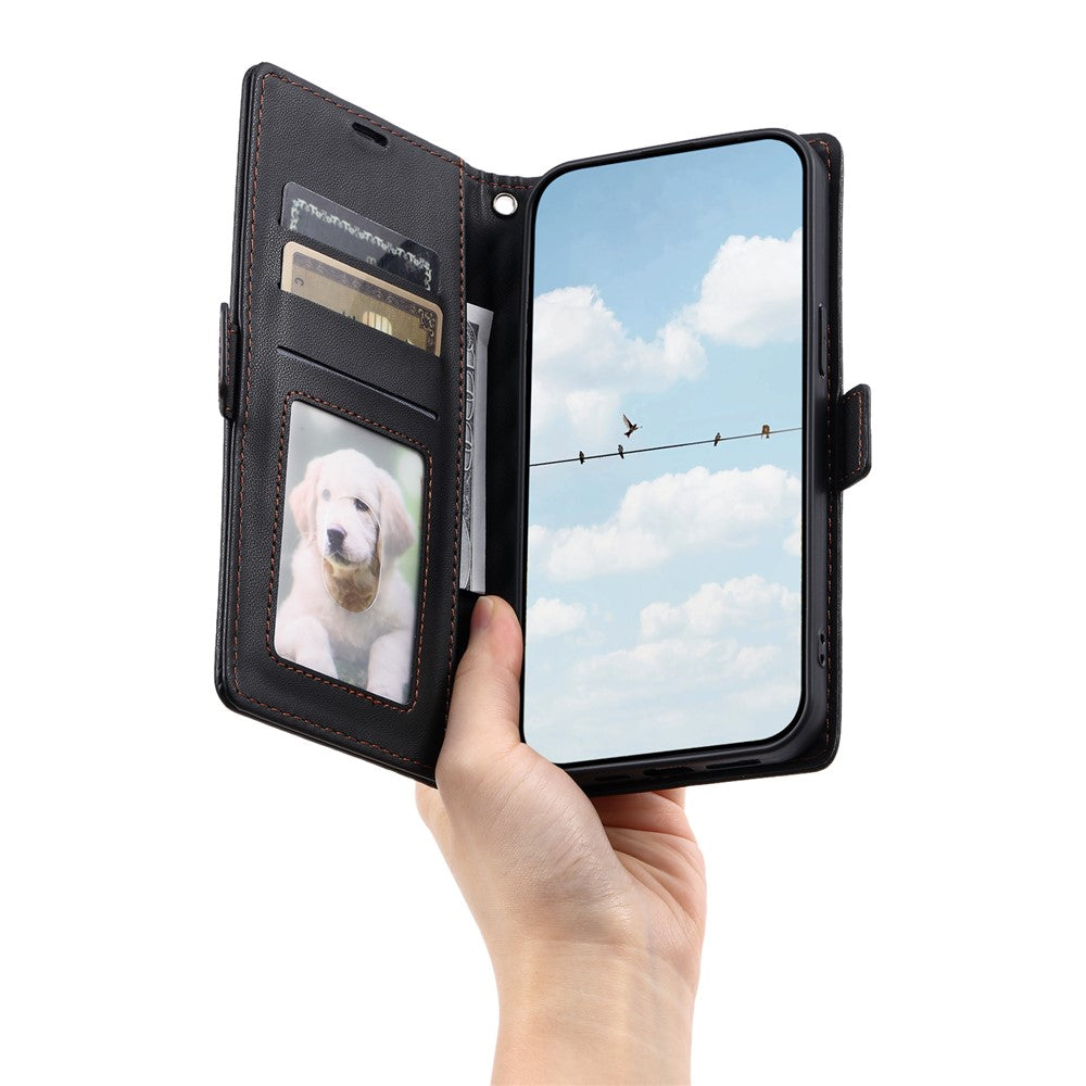 For Samsung Galaxy A57 5G Leather Case Rhombus Texture Wallet Stand Phone Cover with Wrist Strap - Black