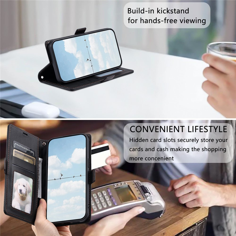 For Samsung Galaxy A57 5G Leather Case Rhombus Texture Wallet Stand Phone Cover with Wrist Strap - Black