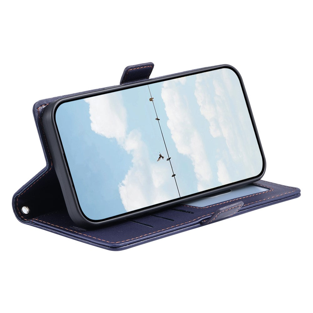 For Samsung Galaxy A57 5G Leather Case Rhombus Texture Wallet Stand Phone Cover with Wrist Strap - Blue