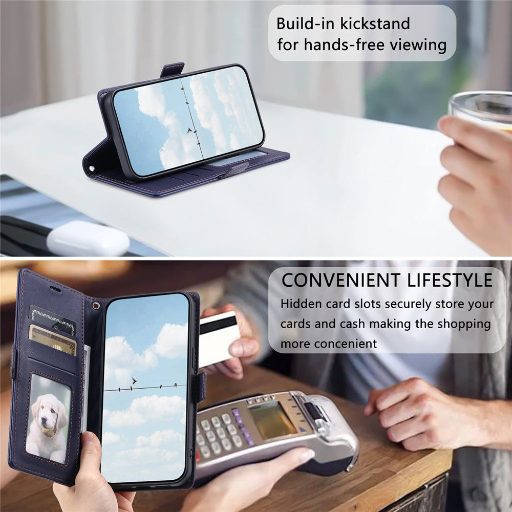 For Samsung Galaxy A57 5G Leather Case Rhombus Texture Wallet Stand Phone Cover with Wrist Strap - Blue