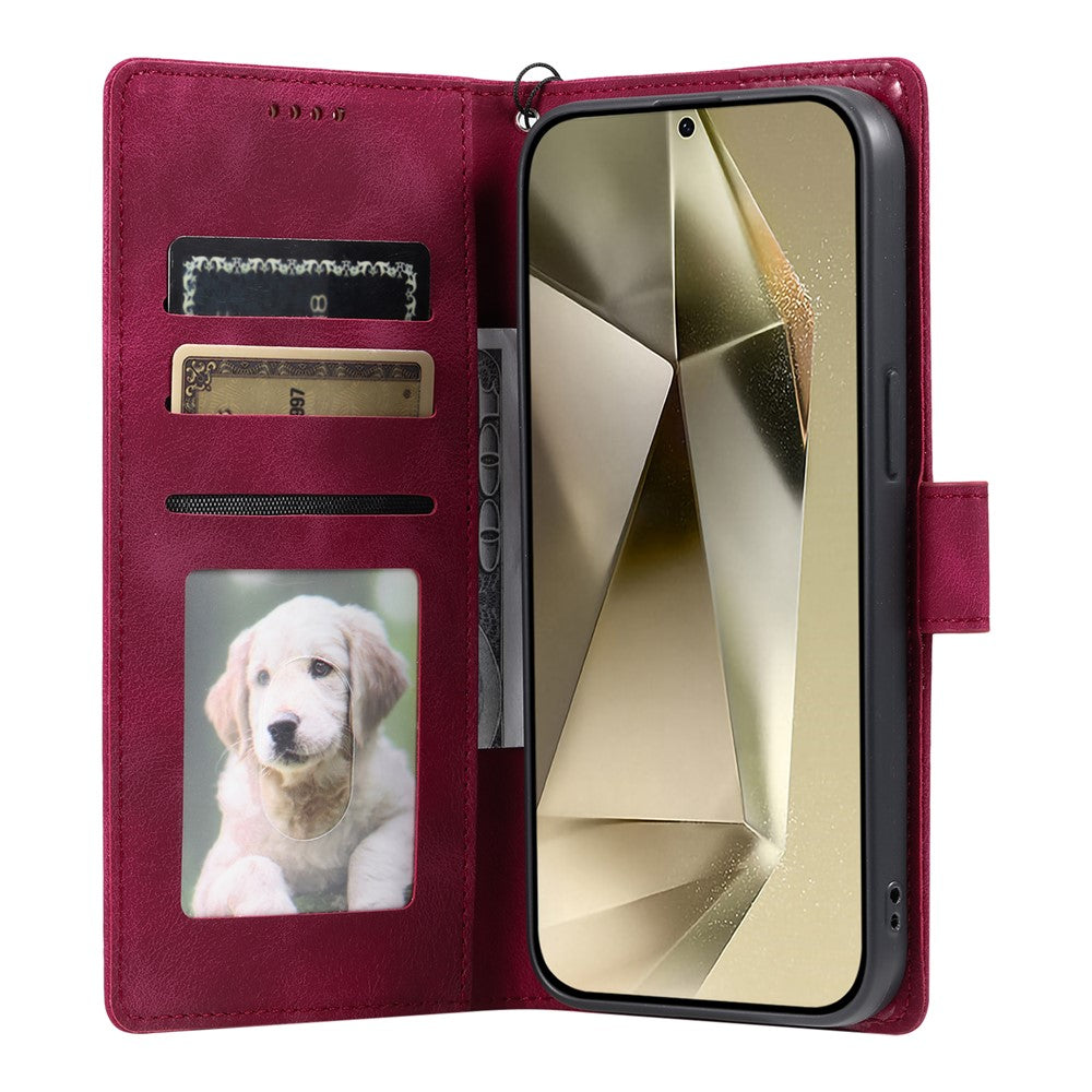 For Samsung Galaxy A57 5G Case Imprinted Totem Skin Feel Wallet Leather Phone Cover with Hand Strap - Rose
